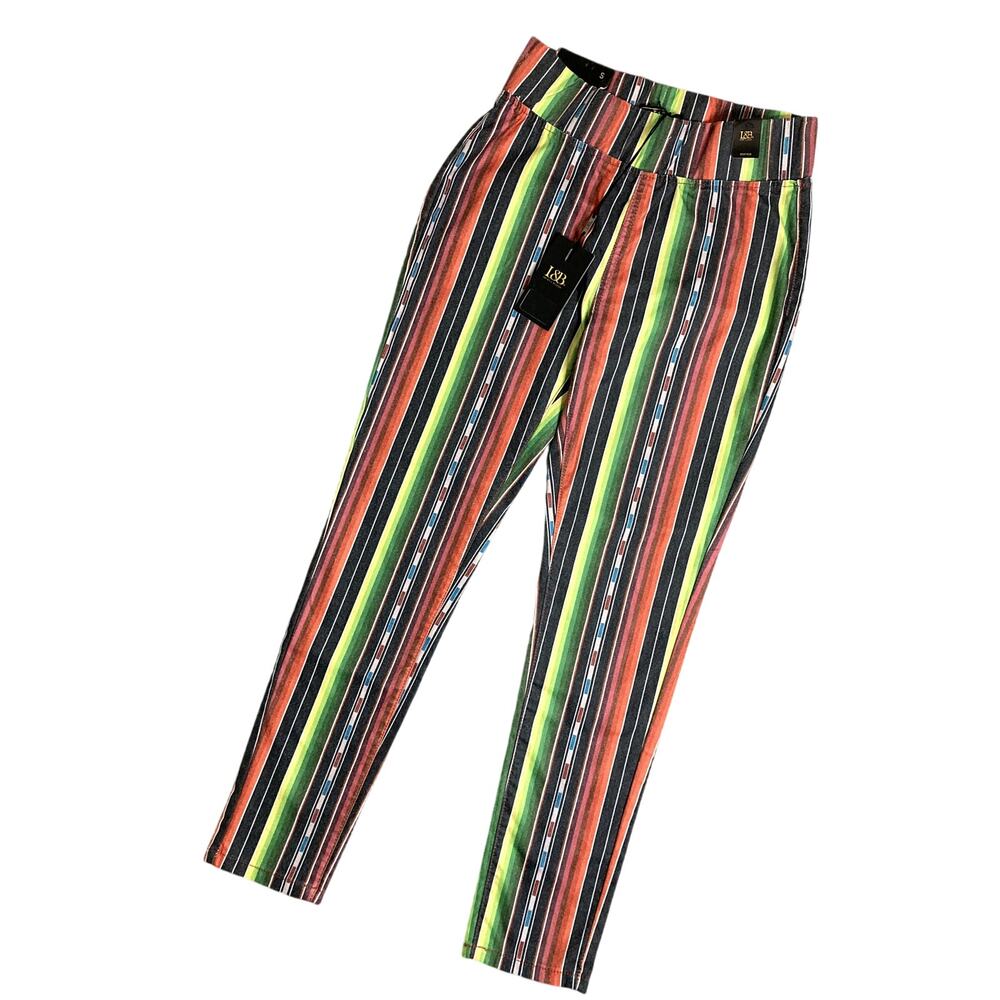 Lucky & Blessed Trousers S 28X28 Serape Color Striped‎ Stretch High Rise Pull On